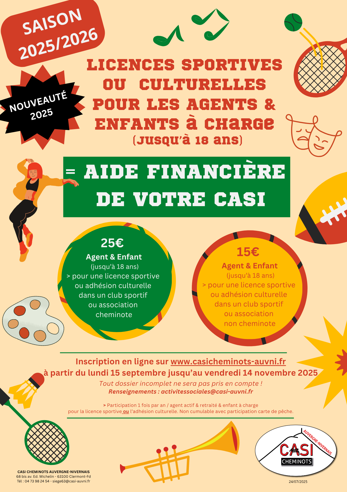 Licences sportives ou culturelles – saison 2025/2026