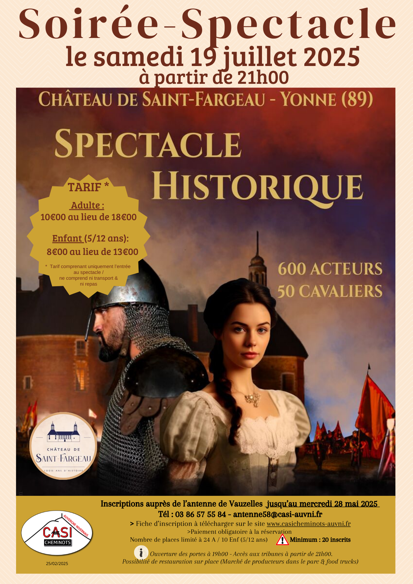 Soirée – Spectacle au Château de Saint-Fargeau (Yonne) le 19 juillet 2025