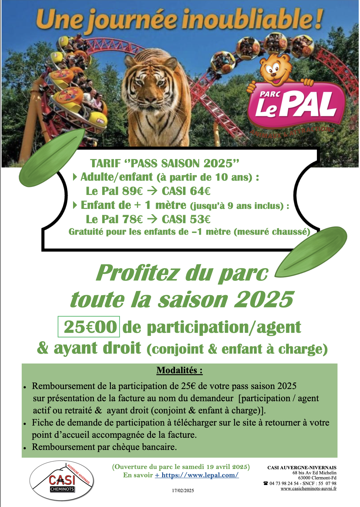 Parc Le Pal en illimité avec votre CASI