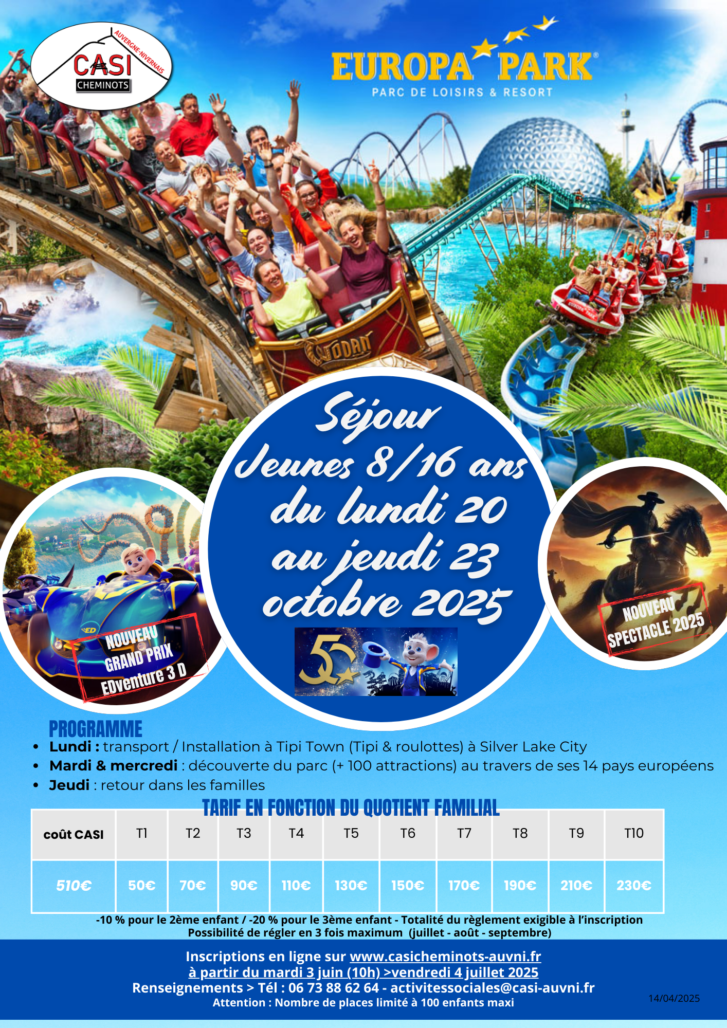Voyage annuel 2025 pour 100 jeunes de 8 à 16 ans