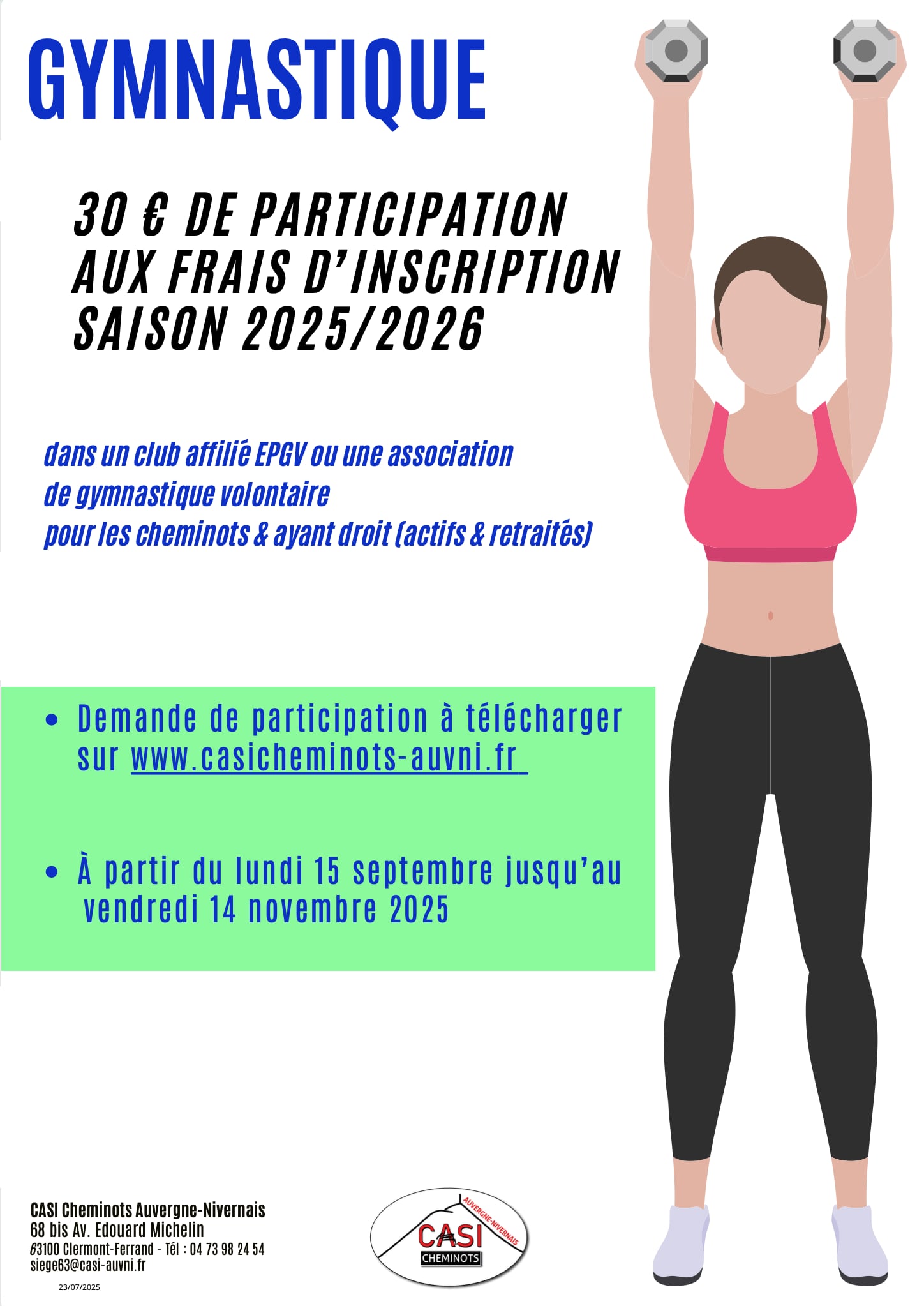 Participation du CASI aux cours de gymnastique